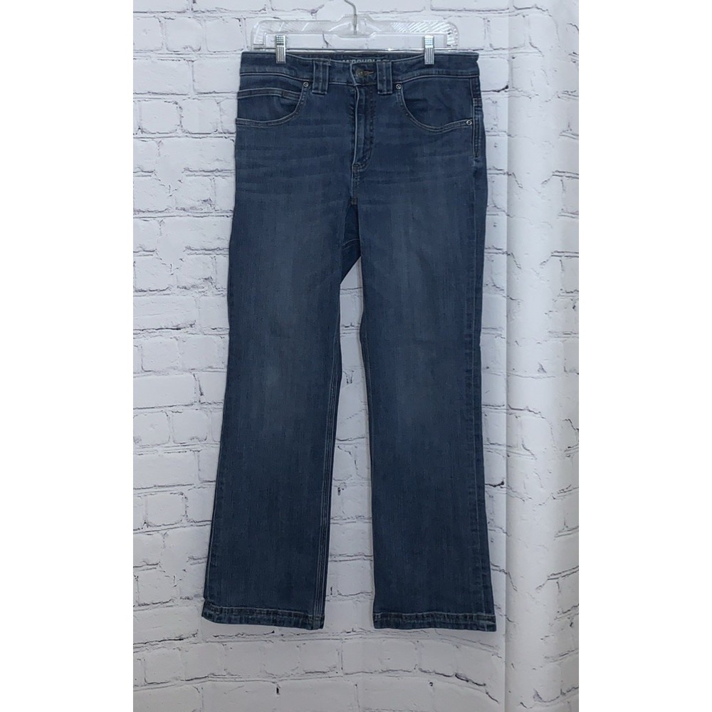 Duluth Trading Jeans Mens 32x28 (Tag 32x30) Flex Ballroom Slim Fit Blue Denim